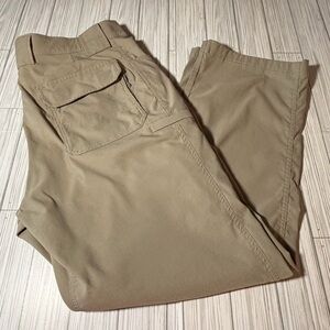 Duluth Trading Co Khaki Stretch Pants 38x30 Relaxed Fit Flex Dry On The Fly